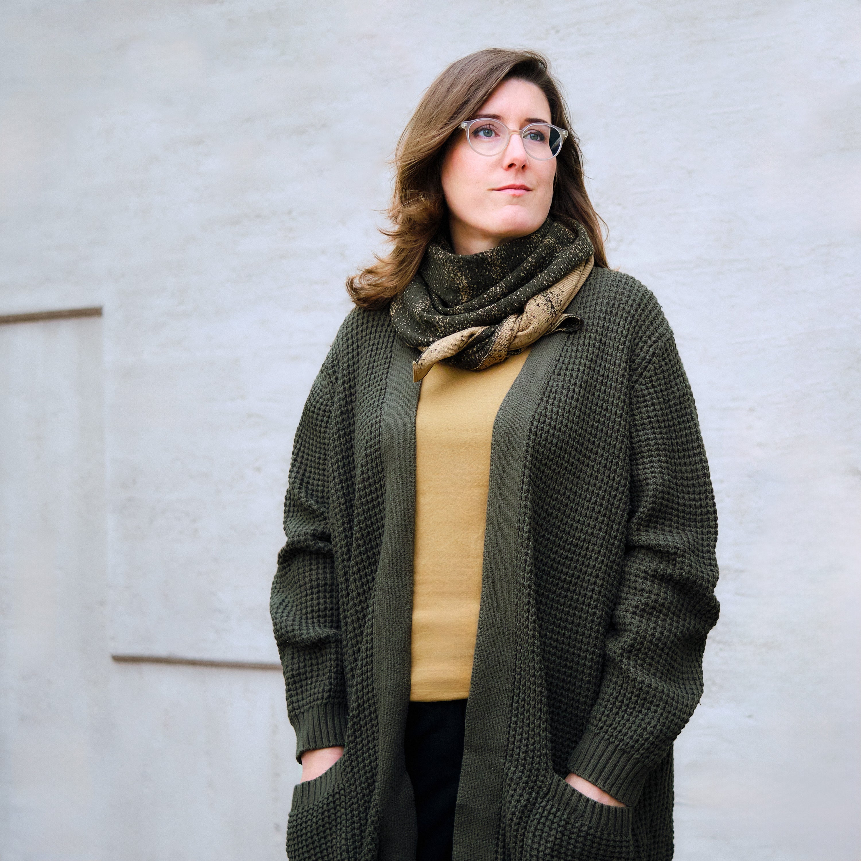 DÜNE Dreieckschal,olive-camel